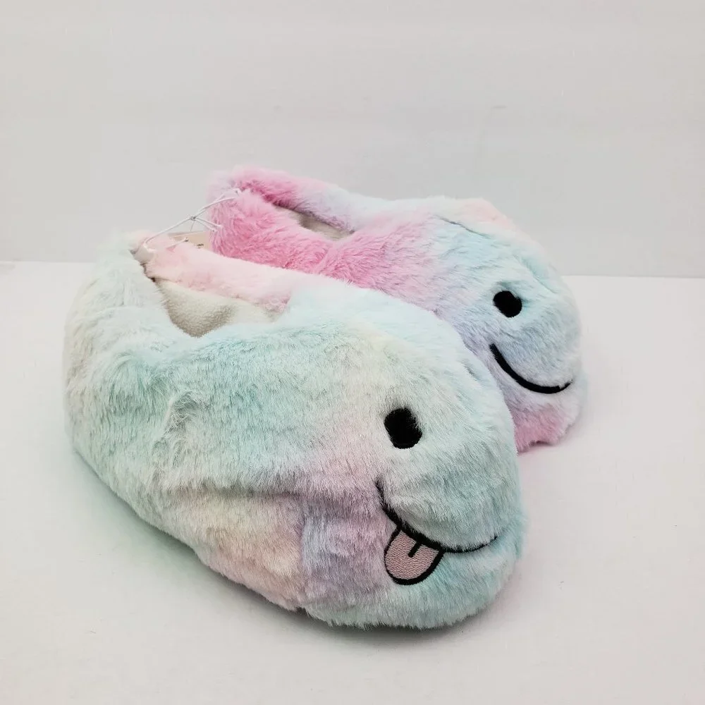 NEW Old Navy Girls Size XL 3-4 Critter Smile Slip On Fuzzy Comfort Slippers